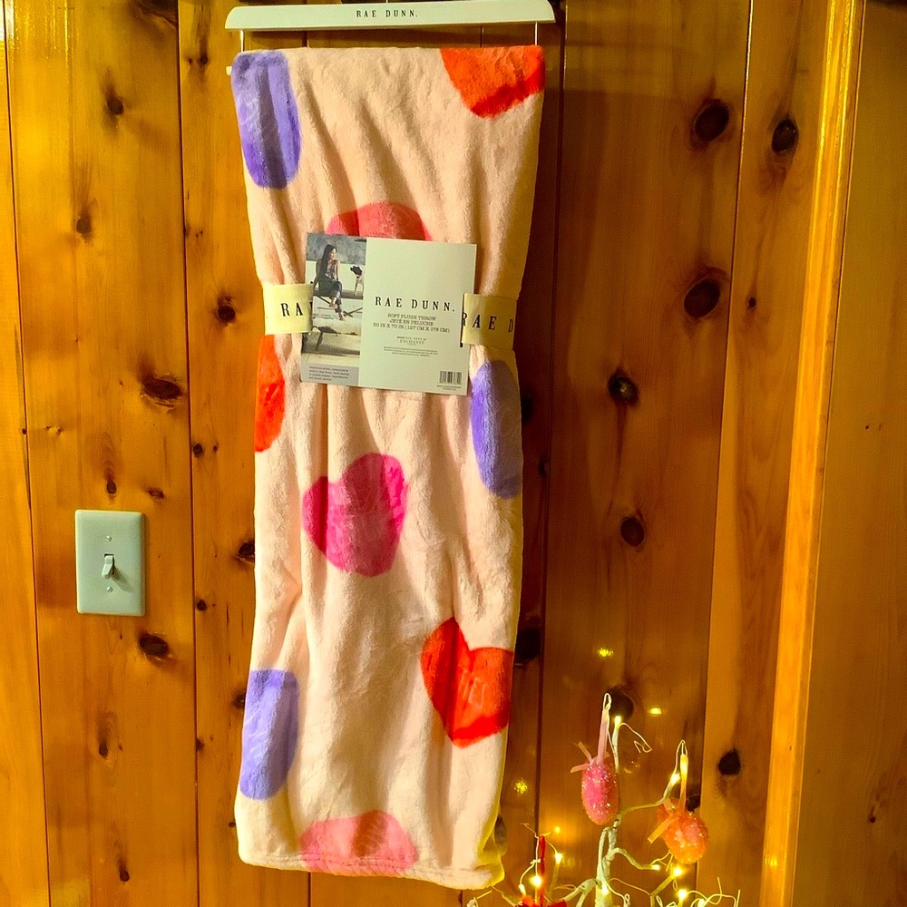 Rae Dunn Galentine Conversation Hearts Plush Throw-50” x 70”